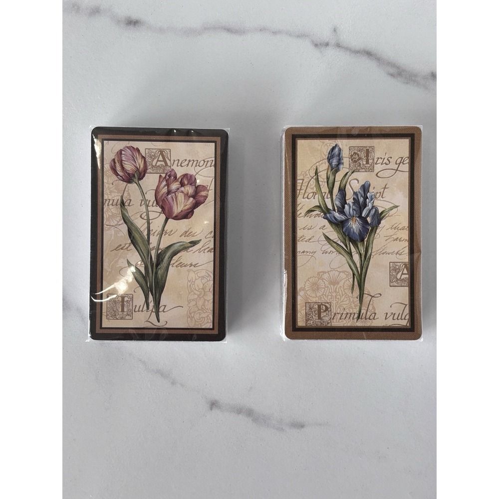 Style & Papier - Tulip & Iris Floral Playing Cards Vintage Bkgrd Sealed Bridge - Picture 2 of 9